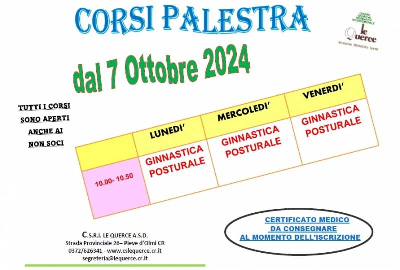 CORSO GINNASTICA POSTURALE